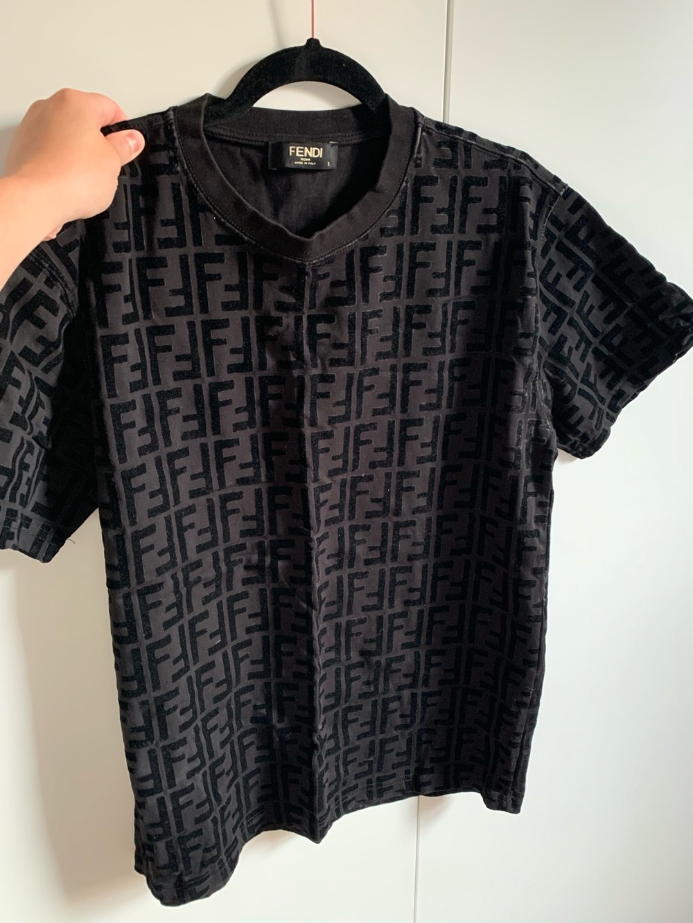 Fendi Black All-Over FF Monogram Short Sleeve Tee